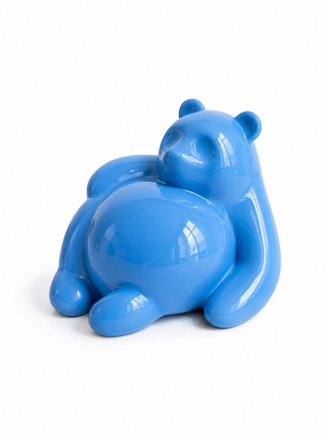 Jackie's Metwally - The Panda in Cool Blue plush toy with detailed panda features and vibrant blue accents, suitable for children.